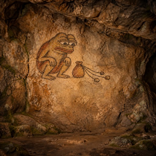 Pepe inspects the cords that still lead to his stored tokens.