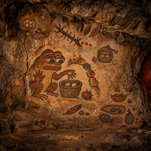 A knotted cord bounds the stones before they enter the basket.
