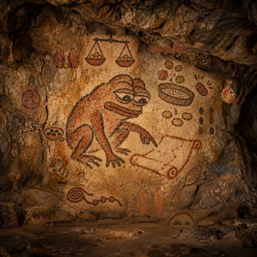 Pepe's Ember Horizon: Pepe watches rising embers approach an arch as a promise meets its fee limit.