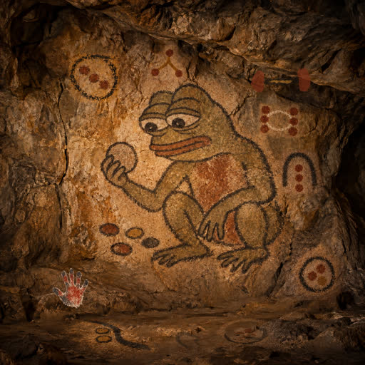 An ochre trail branches between three stones, tracing transfers through a bounded window.