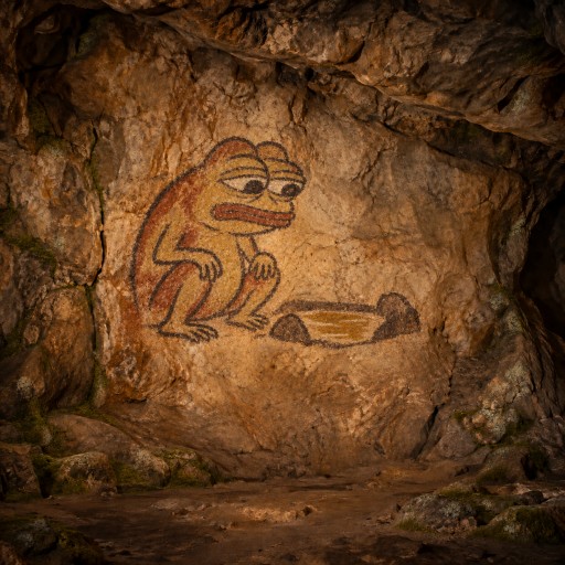 Pepe measures the pool between two stones before taking a step.